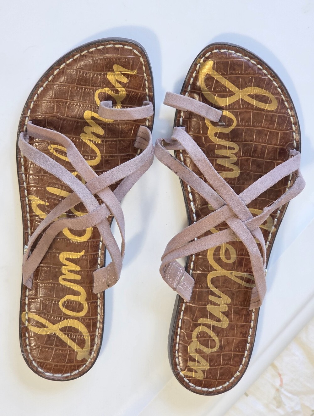 ​Sam Edelman Pink Fabric Multi Strap Flat Gladiator Sandals Sz 8.5 Boho-Chic - Picture 3 of 11